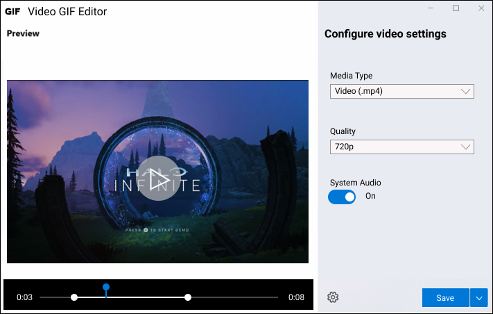 Video GIF Capture video editing window EditorVideo