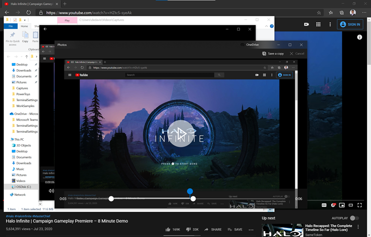 Screenshot of video trimming via Xbox Game Bar XGBTrimming